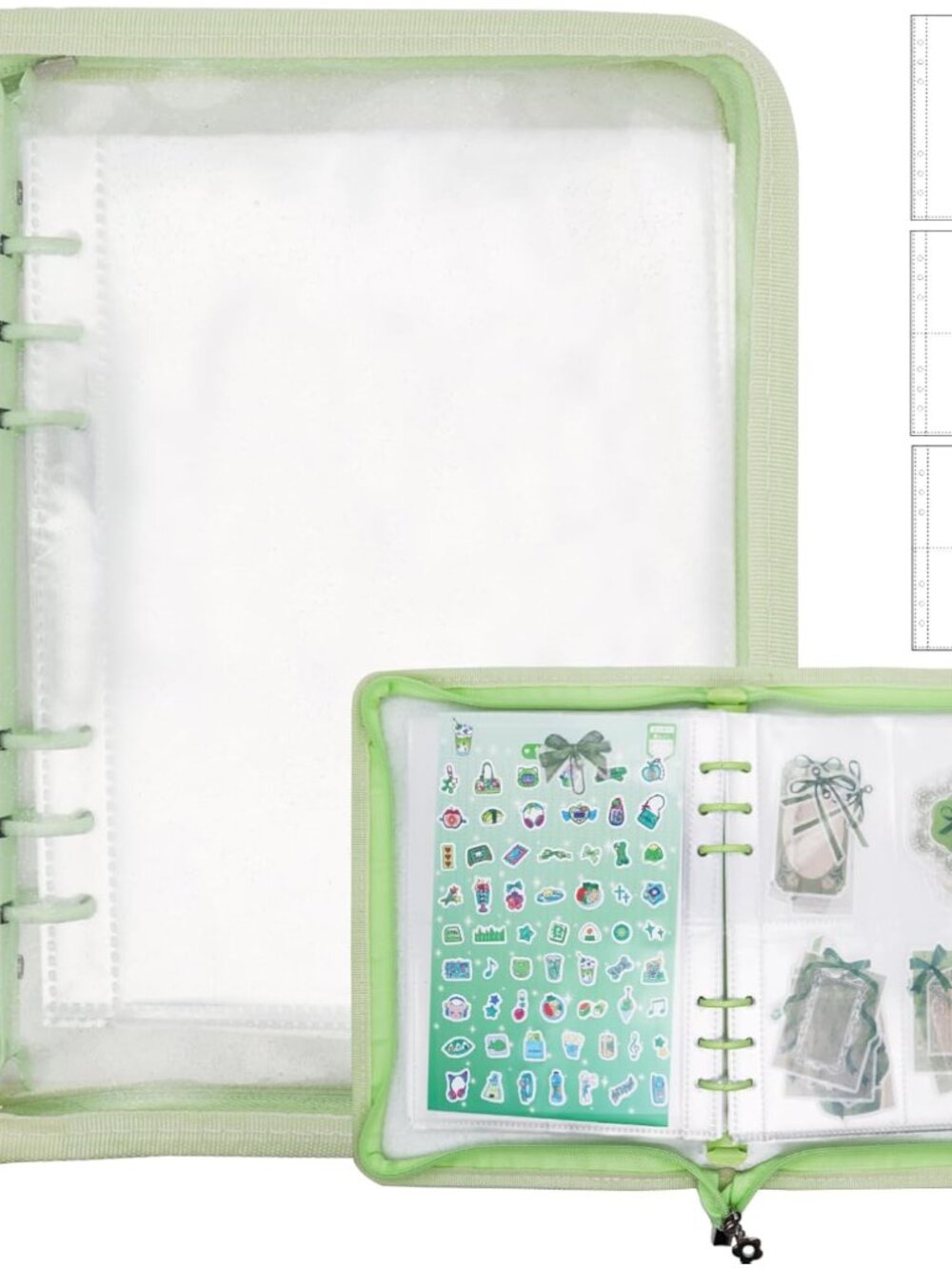 A5 Sticker Storage Organizer Binder Collecting Book Album, Green